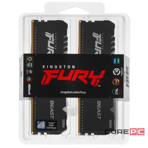 Оперативная память 64 Gb 3600 MHz Kingston FURY BEAST RGB Black (KF436C18BBAK2/64)