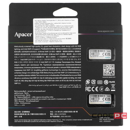 Оперативная память 32 Gb 3600 MHz Apacer NOX RGB Black (AH4U32G36C25YNBAA-2)