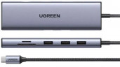 USB-хаб Ugreen Type-C 9в1 3USB/VGA/HDMI/RJ45/Type-C//MicroSD/SD серый