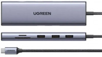 USB-хаб Ugreen Type-C 9в1 3USB/VGA/HDMI/RJ45/Type-C//MicroSD/SD серый