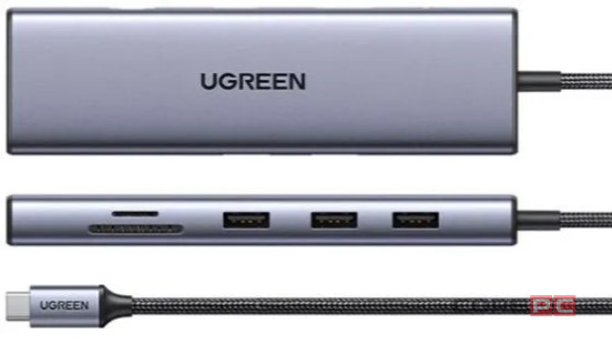 USB-хаб Ugreen Type-C 9в1 3USB/VGA/HDMI/RJ45/Type-C//MicroSD/SD серый