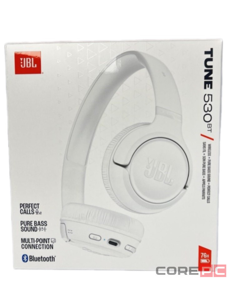 Стереонаушники Bluetooth Полноразмерные JBL T530BT BT6.0/450mAh/76ч белые