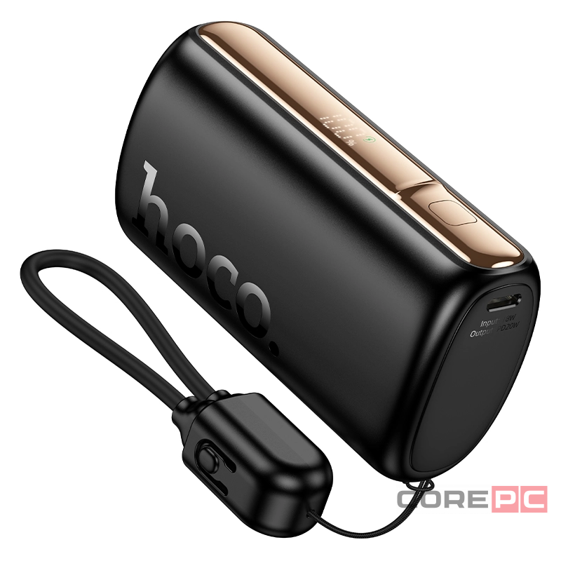 Powerbank Hoco Q50 10000mAh 1USB-C/IP с проводом Type-C/Lightning черный
