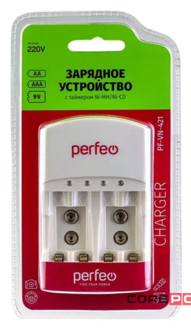 Perfeo зарядное устройство PF-VN-421 Ni-MH/CD, 220V, 4 слота, AA/AAA/9V, таймер