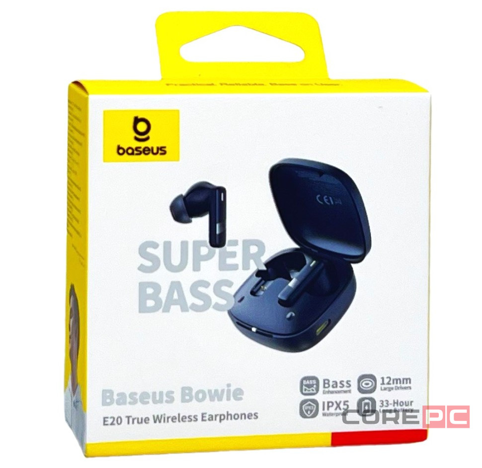 Мобильная Bluetooth-гарнитура Baseus Bowie E20 BT5.3/2-Mic ENC/6ч (A00069700113-00) черная