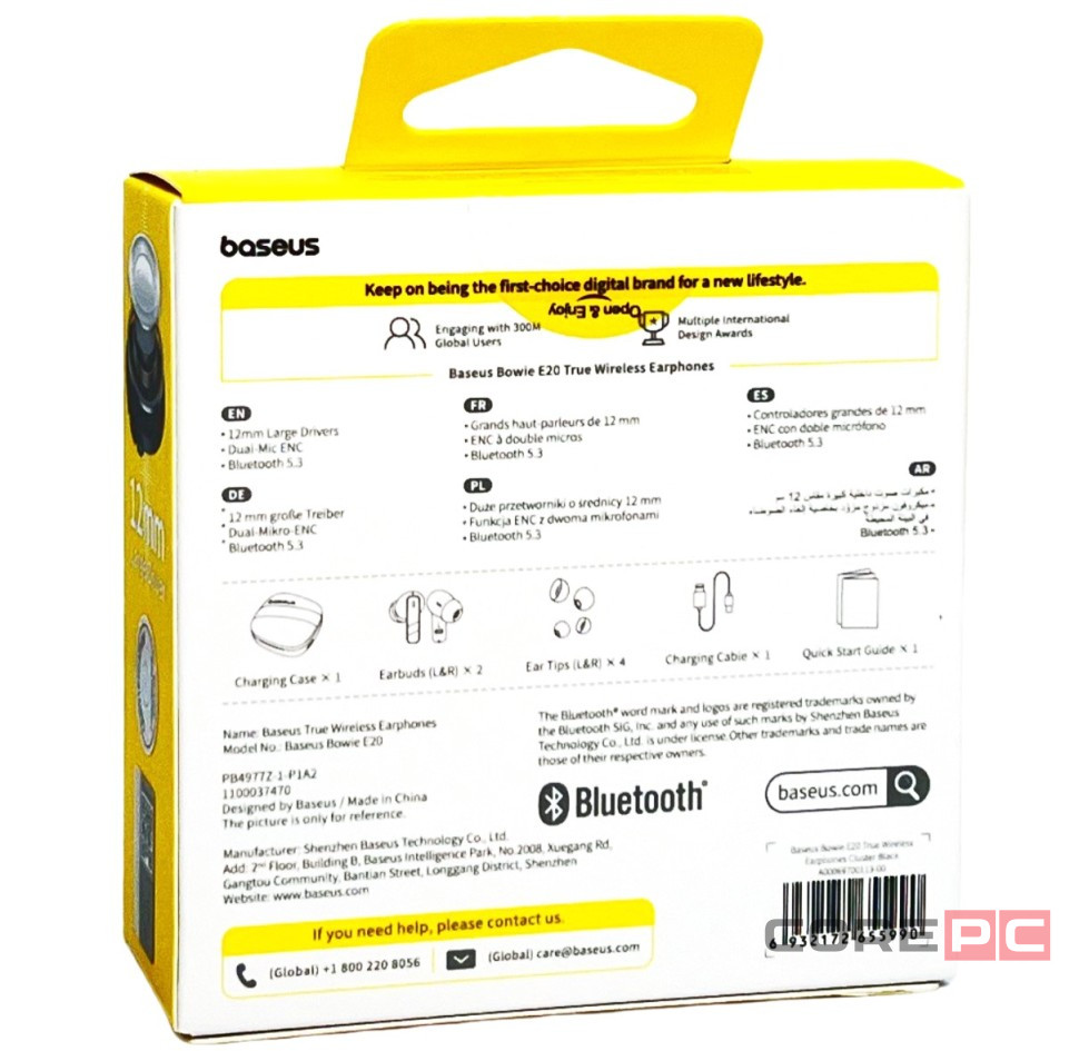 Мобильная Bluetooth-гарнитура Baseus Bowie E20 BT5.3/2-Mic ENC/6ч (A00069700113-00) черная