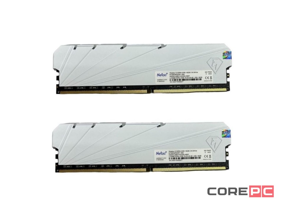 Оперативная память 16 Gb 3200 MHz NETAC SHADOW S White (NTSSD4P32DP-16W)