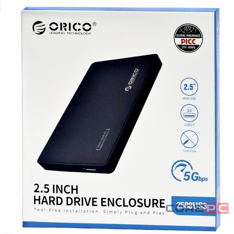 Внешний корпус для HDD/SSD 2.5" Orico 2588UC3 USB3.0 Micro-B черный