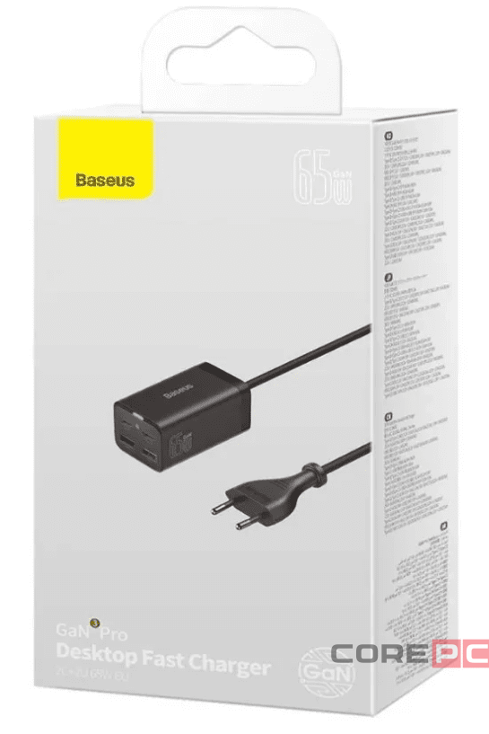 Сетевое зар. устр. Baseus GaN3 Pro Fast Charger 2USB/2C 65W (CCGP040101) черное