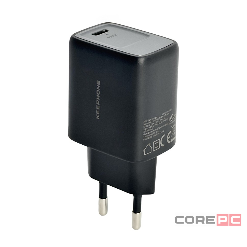 Сетевое зар. устр. Keephone Booster 1C Gan 30W черное
