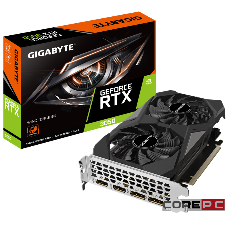 Видеокарта Gigabyte (GV-N3050WF2OCV2-6GD) GeForce RTX 3050 6GB WINDFORCE V2 OC