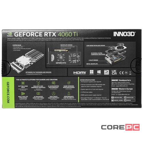 Видеокарта INNO3D (N406T2-08D6-171153N) GeForce RTX 4060 Ti 8GB TWIN X2