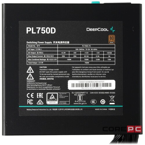 Блок питания Deepcool 750W PL750D (R-PL750D-FC0B-EU-V2) 16 Pin (PCIe 5.0 Connector Cable Details)
