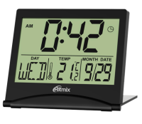 Часы-будильник Ritmix CAT-042 с метеостанцией (черный)