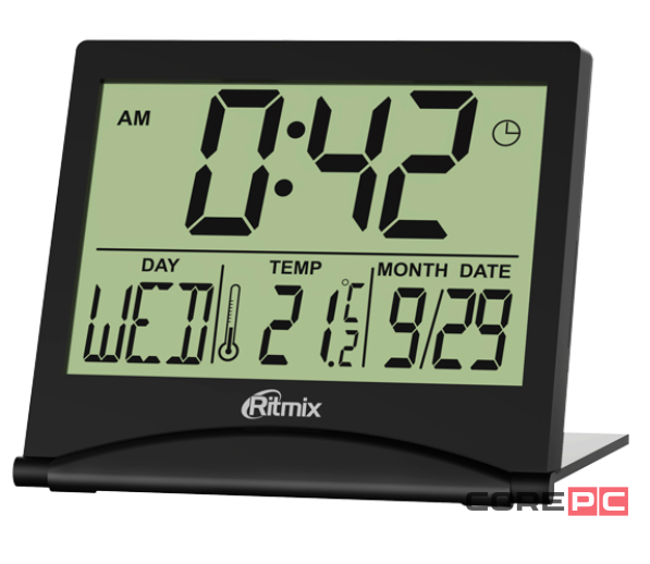 Часы-будильник Ritmix CAT-042 с метеостанцией (черный)