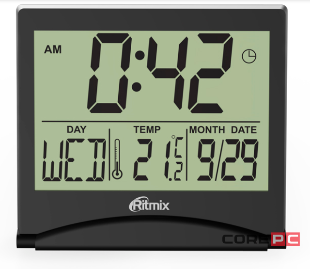 Часы-будильник Ritmix CAT-042 с метеостанцией (черный)