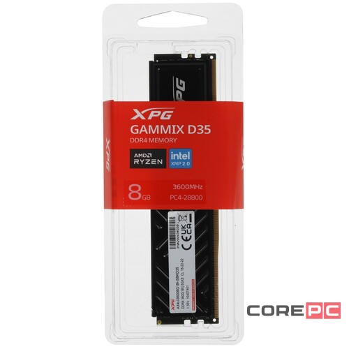 Оперативная память 8 Gb 3600 MHz ADATA XPG GAMMIX D35 RGB Black (AX4U36008G18I-SBKD35)