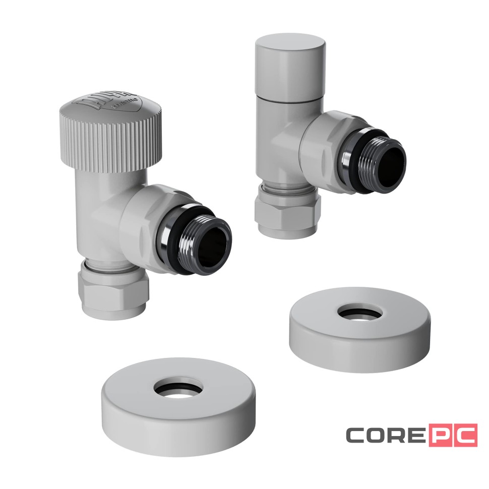 Набор термостатический угловой Royal Thermo Design Pro 15мм М30х1,5 (Белый)