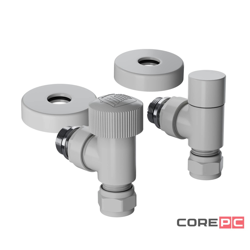 Набор термостатический угловой Royal Thermo Design Pro 15мм М30х1,5 (Белый)