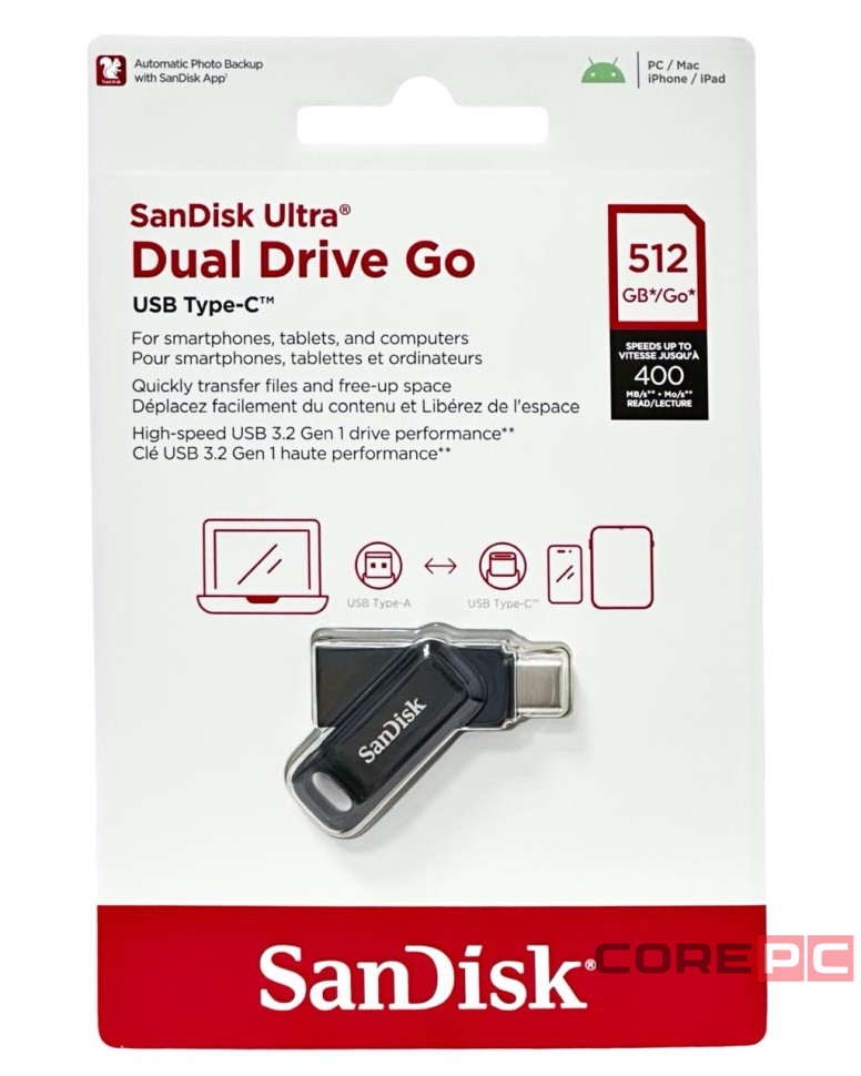 3.2 USB флеш накопитель SanDisk 512GB Ultra Dual Drive Type-c (SDDDC3-512G-G46) черный