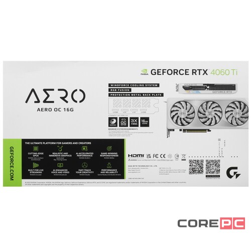 Видеокарта Gigabyte (GV-N406TAERO OC-16GD) GeForce RTX 4060 TI 16GB AERO OC