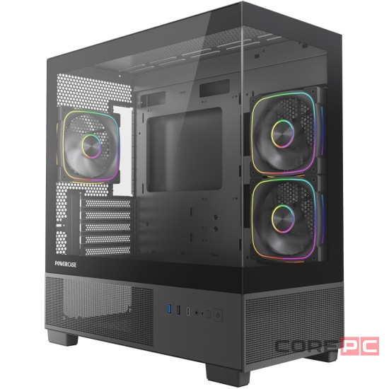 Компьютерный корпус Powercase Vision Micro S3B TG ARGB Black (CVMMSB-A3)