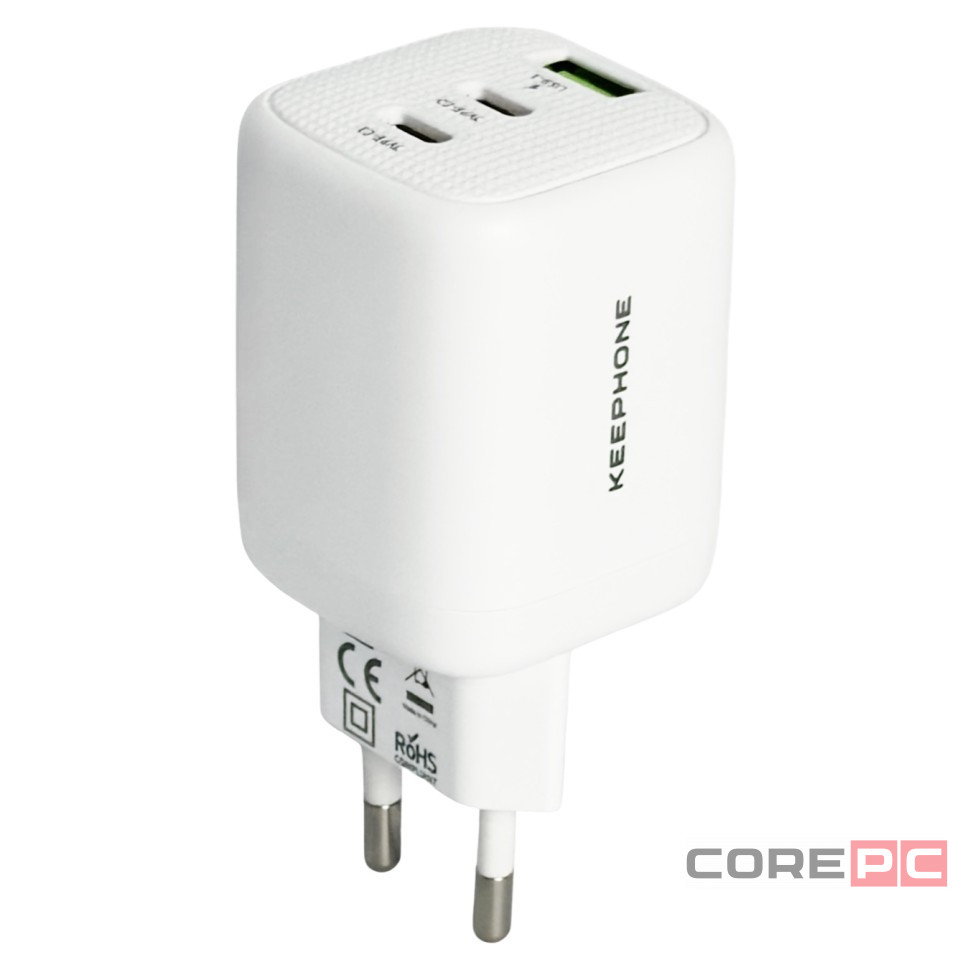 Сетевое зар. устр. Keephone Speedy 1USB+2C Gan 65W белое
