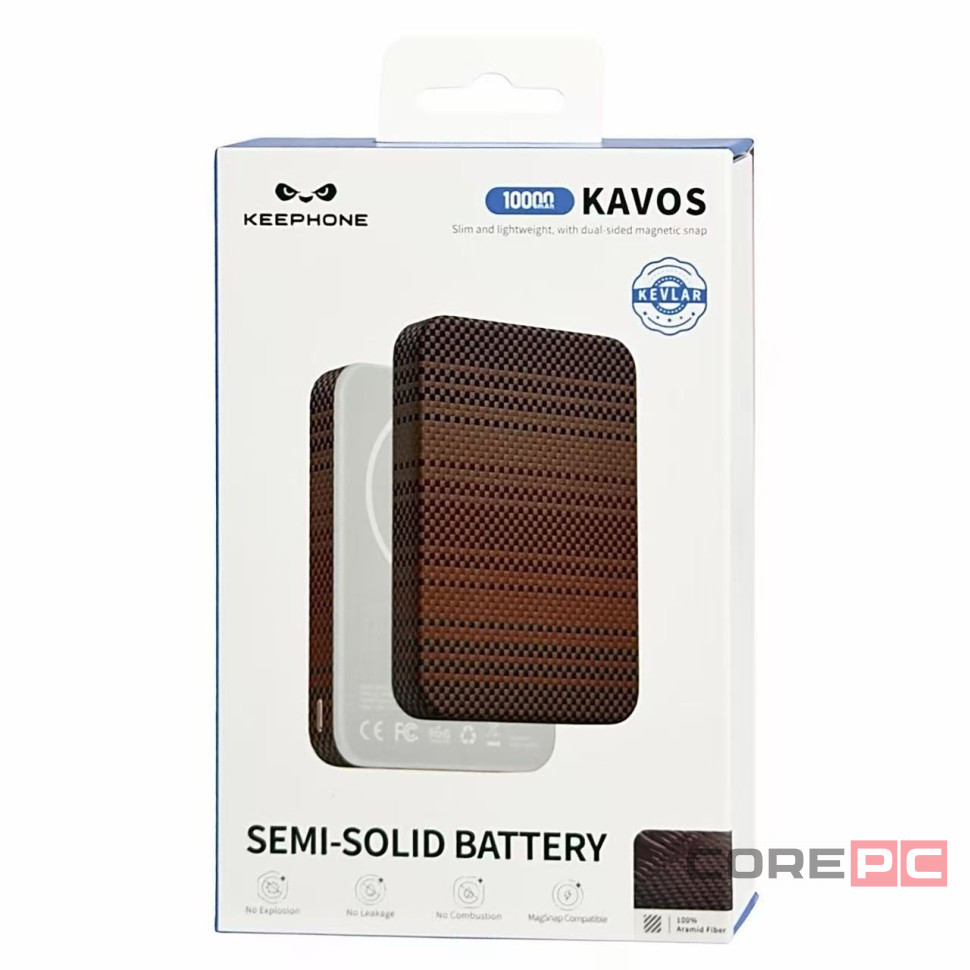 Powerbank магнитный с MagSafe Keephone Kavos Semi-Solid Battery 10000mAh коричневый