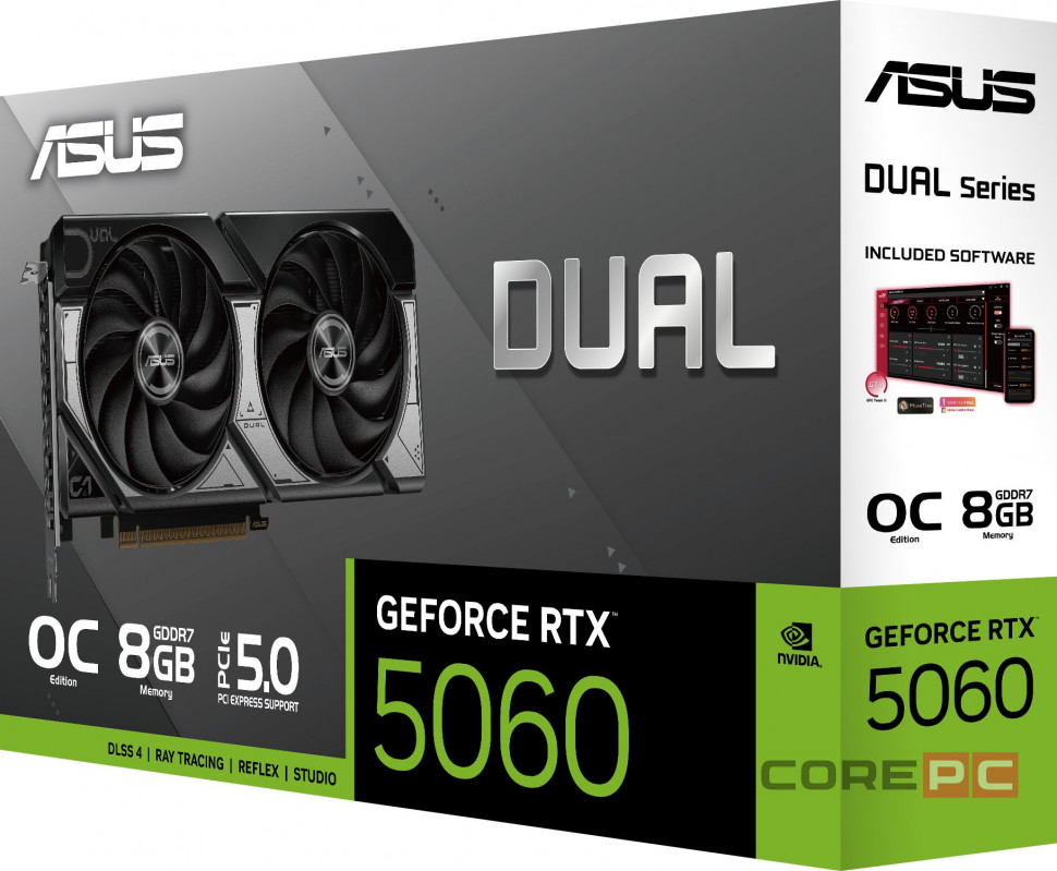 Видеокарта ASUS (DUAL-RTX5060-O8G) GeForce RTX 5060 8GB DUAL OC (90YV0N12-M0NA00)