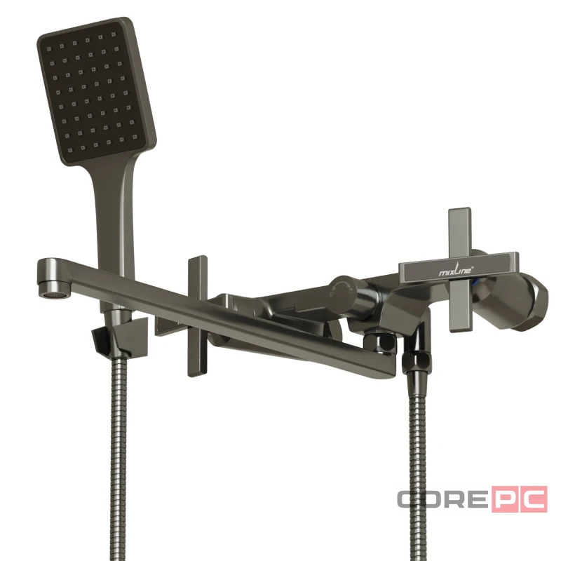 Смеситель для ванны и раковины MIXLINE МЛ38-02/ML38-02, вентильное управление, цвет графит