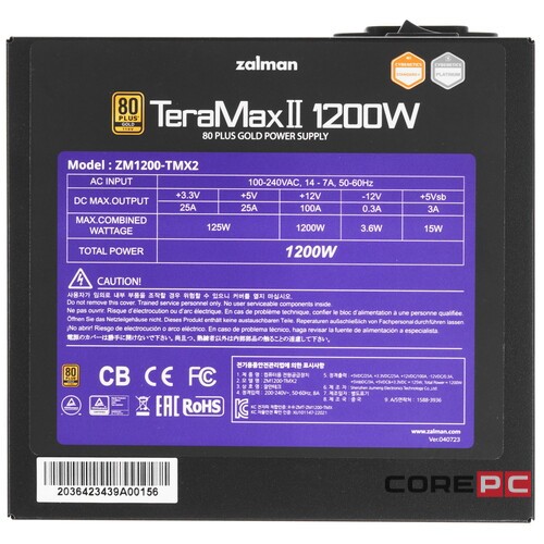 Блок питания Zalman 1200W TeraMax2 ZM1200-TMX2 16 Pin (PCIe 5.0 Connector Cable Details)
