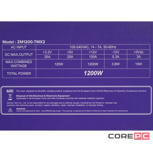 Блок питания Zalman 1200W TeraMax2 ZM1200-TMX2 16 Pin (PCIe 5.0 Connector Cable Details)