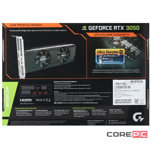 Видеокарта Gigabyte (GV-N3050OC-6GL) GeForce RTX 3050 6GB OC
