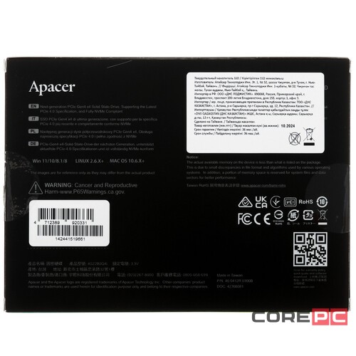 Твердотельный накопитель Apacer 512 Gb (AP512GAS2280Q4L-1)