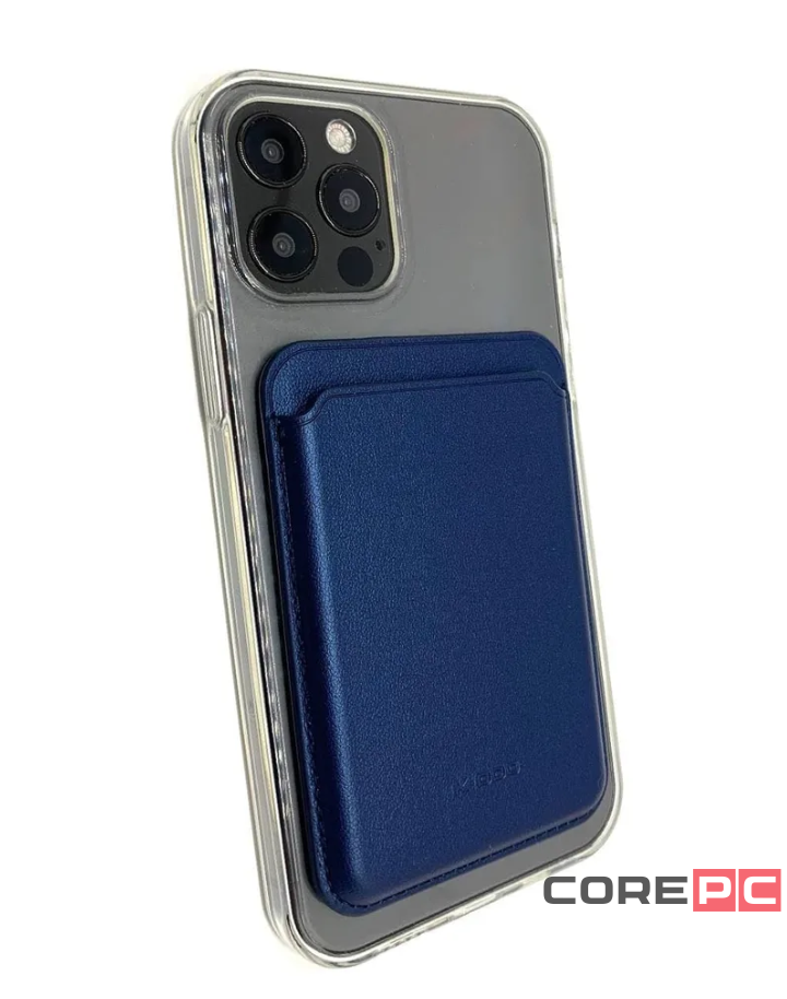 Кожаный чехол-бумажник для карт и визиток K-DOO MagSafe Wallet для i-Phone синий