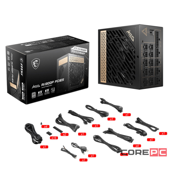 Блок питания MSI 1300W MEG Ai1300P (306-7ZP4A11-CE0) 16 Pin (PCIe 5.0 Connector Cable Details)