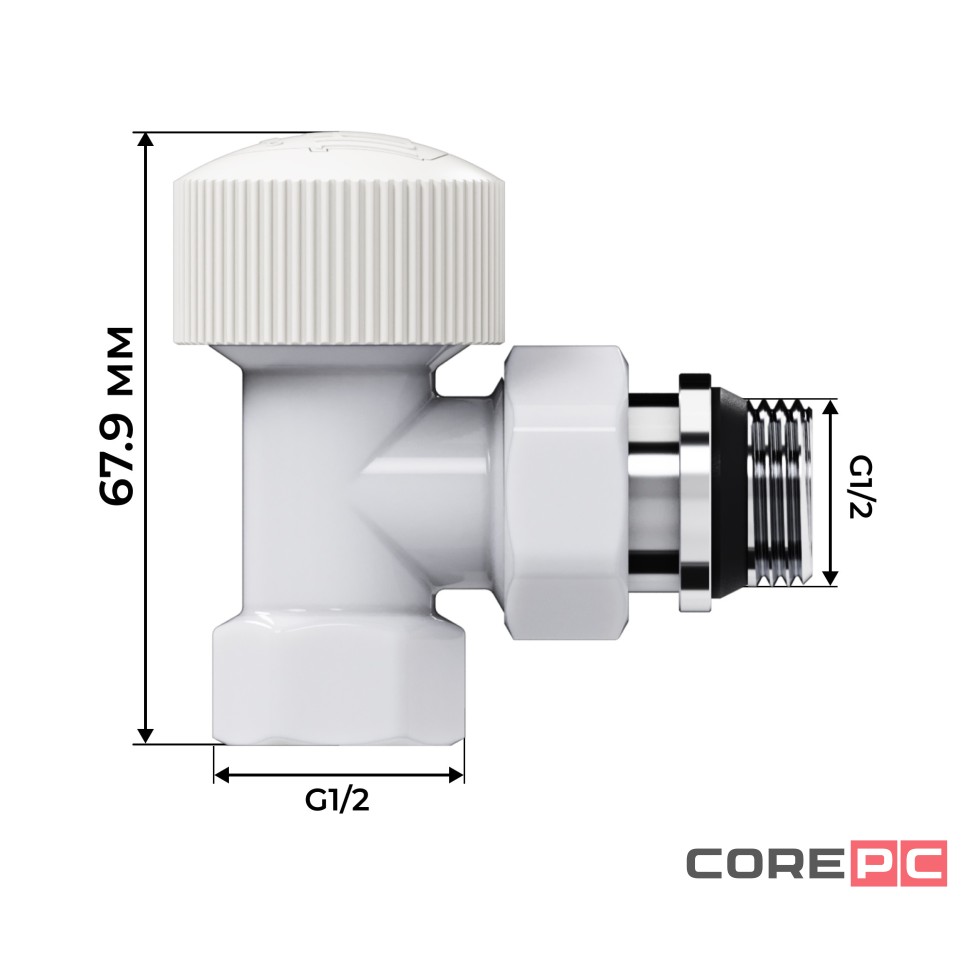 Набор термостатический угловой Royal Thermo Design 1/2quot;М30х1,5 (Белый)