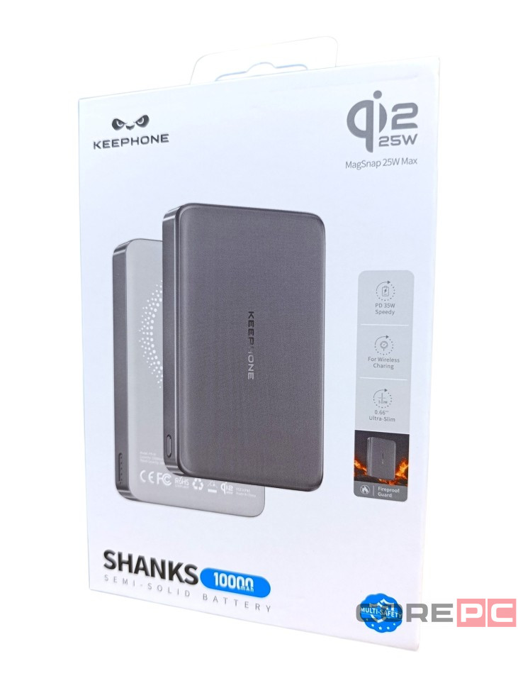 Powerbank магнитный с MagSafe Keephone Shanks 10000mAh Qi2 25W серый