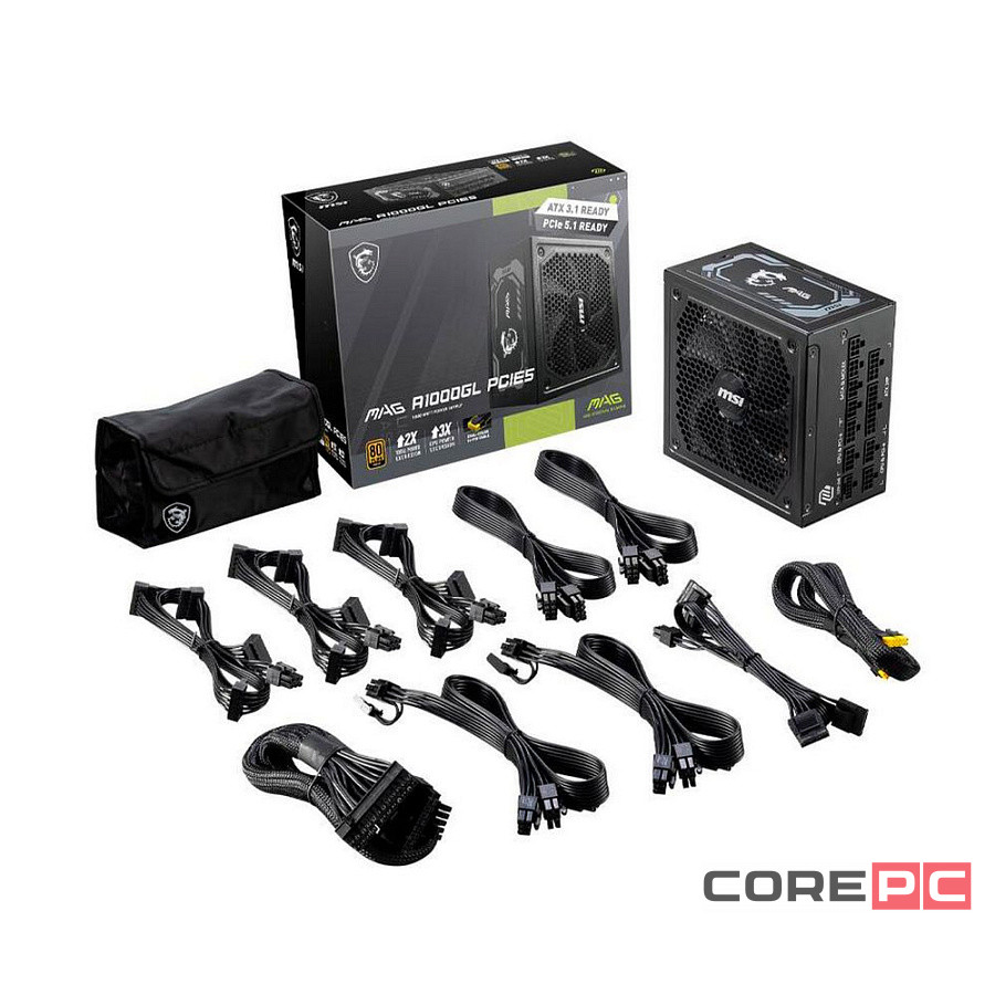 Блок питания MSI 1000W MAG A1000GL PCIE5 (306-7ZP9B11-CE0) 16 Pin (PCIe 5.0 Connector Cable Details)