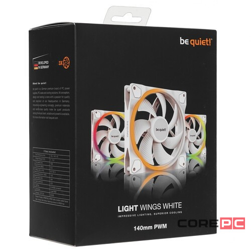 Комплект вентиляторов Be Quiet! LIGHT WINGS RGB White BL102