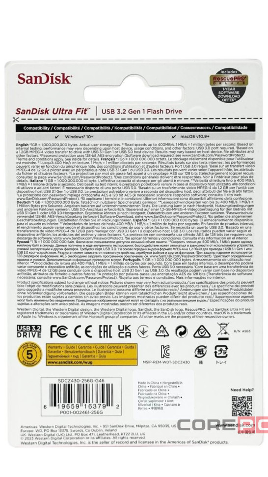 3.1 USB флеш накопитель SanDisk CZ430 Ultra Fit 256GB 130mb/s (SDCZ430-256G-G46)