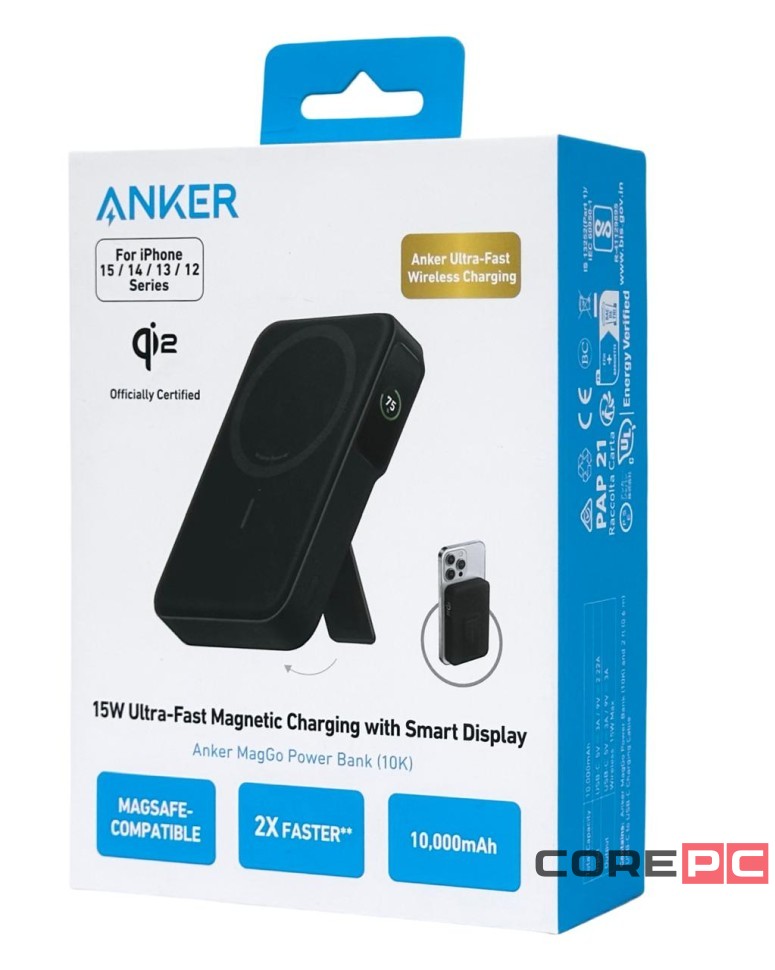 Powerbank с беспроводной зарядкой Anker A1654 10000mAh 1USB/1C (A1641) черный