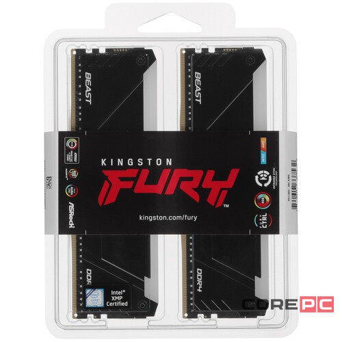 Оперативная память 16 Gb 3200 MHz Kingston FURY Beast RGB XMP Black (KF432C16BB2AK2/16)