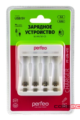Perfeo зарядное устройство PF-UN-410 Ni-MH/CD, 5V, 4 слота, AA/AAA