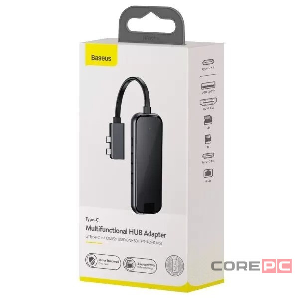 Переходник Baseus Multifunctional Hub 2xUSB-C USB3.0*2+SD+TF+HDMI*2+RJ45+Type-C (CAHUB-FZ0G)