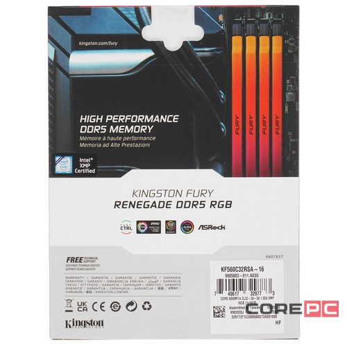 Оперативная память 16 Gb 6000 MHz Kingston FURY Renegade RGB (KF560C32RSA-16)