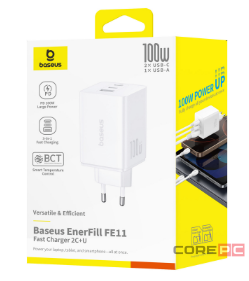 Сетевое зар. устр. Baseus EnerFill FE11 100W 1USB/2C P10182102213-00 белое
