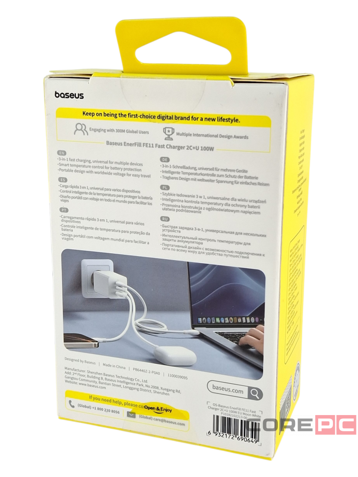 Сетевое зар. устр. Baseus EnerFill FE11 100W 1USB/2C P10182102213-00 белое
