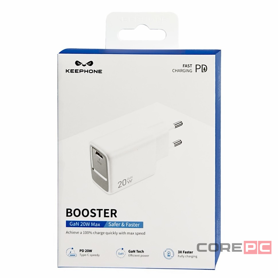 Сетевое зар. устр. Keephone Booster 1C Gan 20W белое