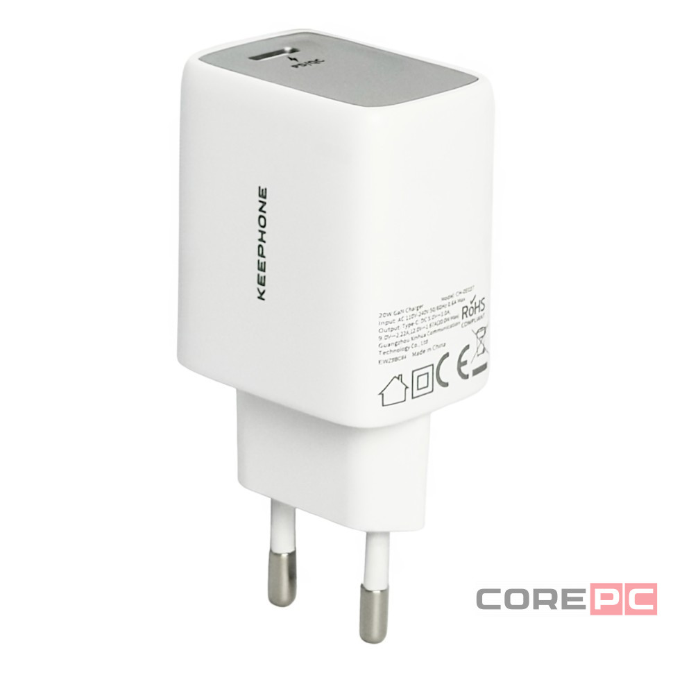 Сетевое зар. устр. Keephone Booster 1C Gan 20W белое